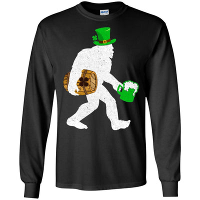 Shamrock Irish Drunk Bigfoot St Patrick's Day-T-Shirt & Hoodie-Long Sleeve T-Shirt-Black