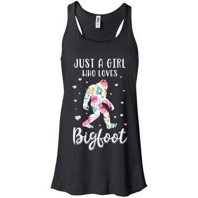 Flower Just A Girls Who Loves Bigfoot-T-Shirt & Tank Top-Women's Flowy Racerback Tank-Black