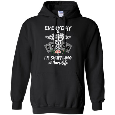 Everyday I'm Shuffling Funny Nurse-T-Shirt & Tank Top-Pullover Hoodie-Black