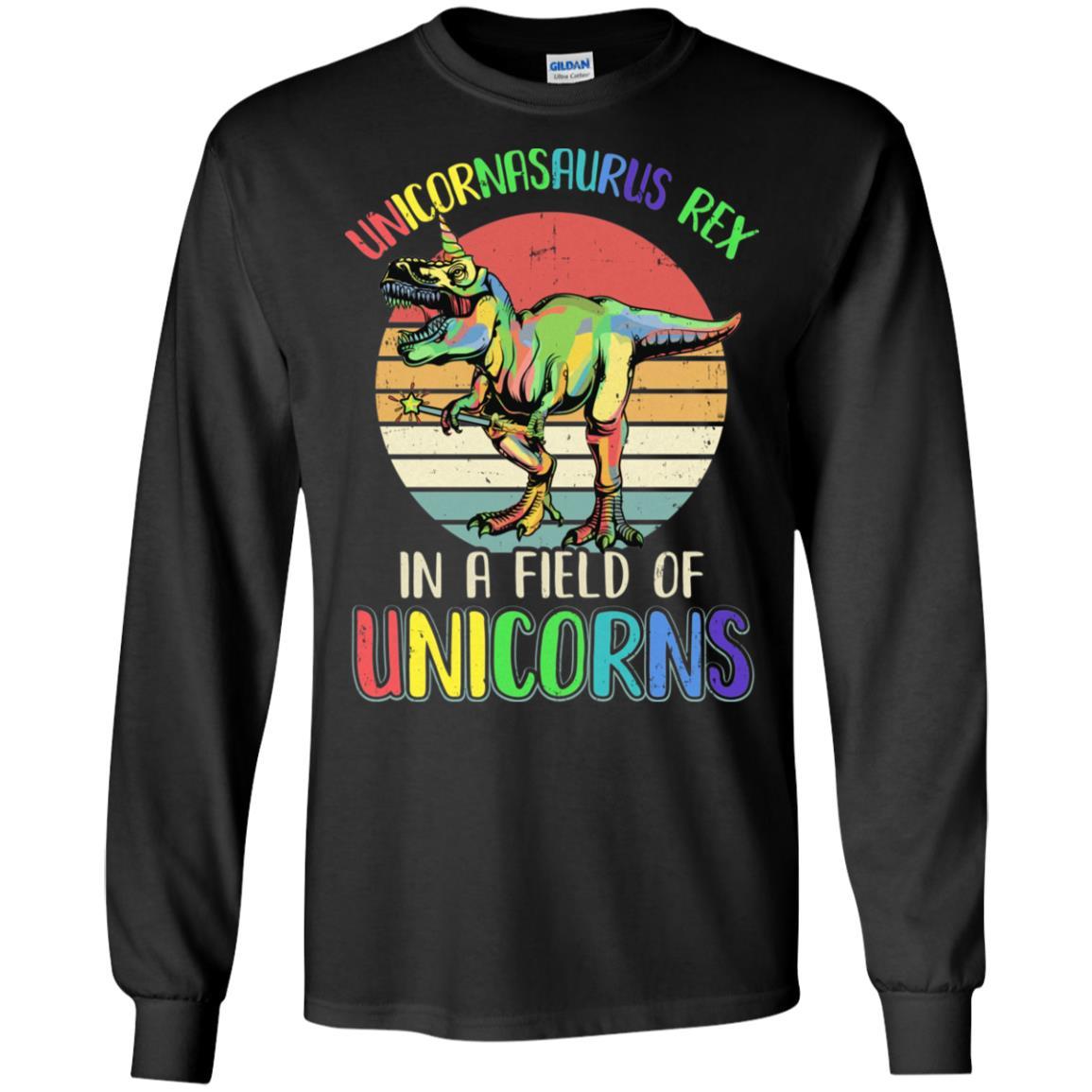 Be A Unicornasaurus Rex In A Field Of Unicorns-T-Shirt & Hoodie-Long Sleeve T-Shirt-Black