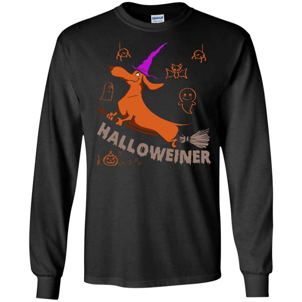 Halloweiner Halloween Dog-T-Shirt & Hoodie-Long Sleeve T-Shirt-Black