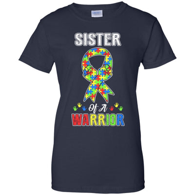 Sister Of A Warrior Support Autism Awareness Gift-T-Shirt & Hoodie-Women's T-Shirt-Navy
