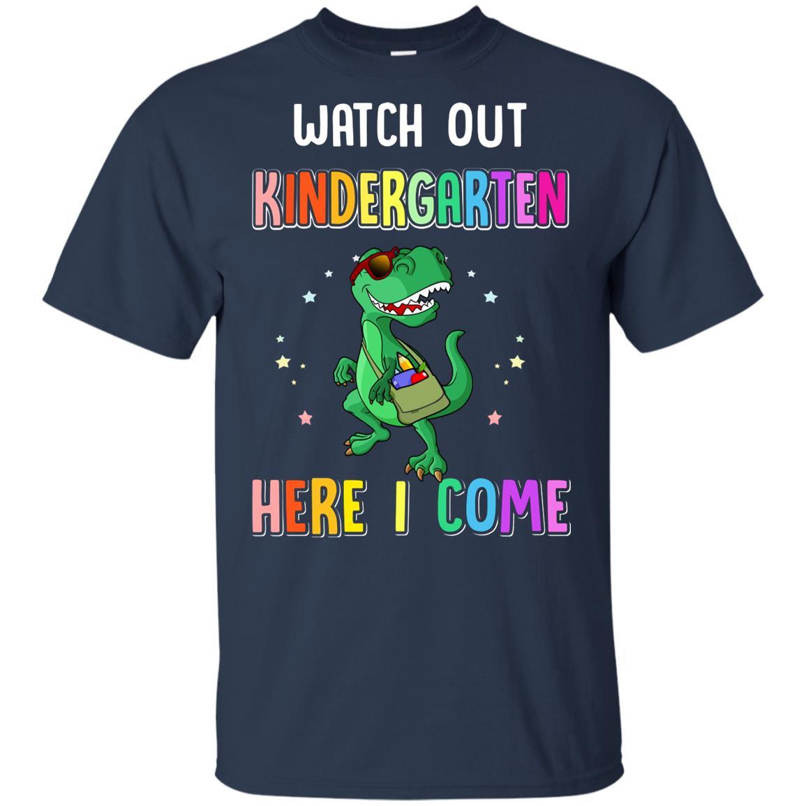Kindergarten Here I Come Dinosaur Back To School Youth-Youth Shirt-Youth T-Shirt-Navy