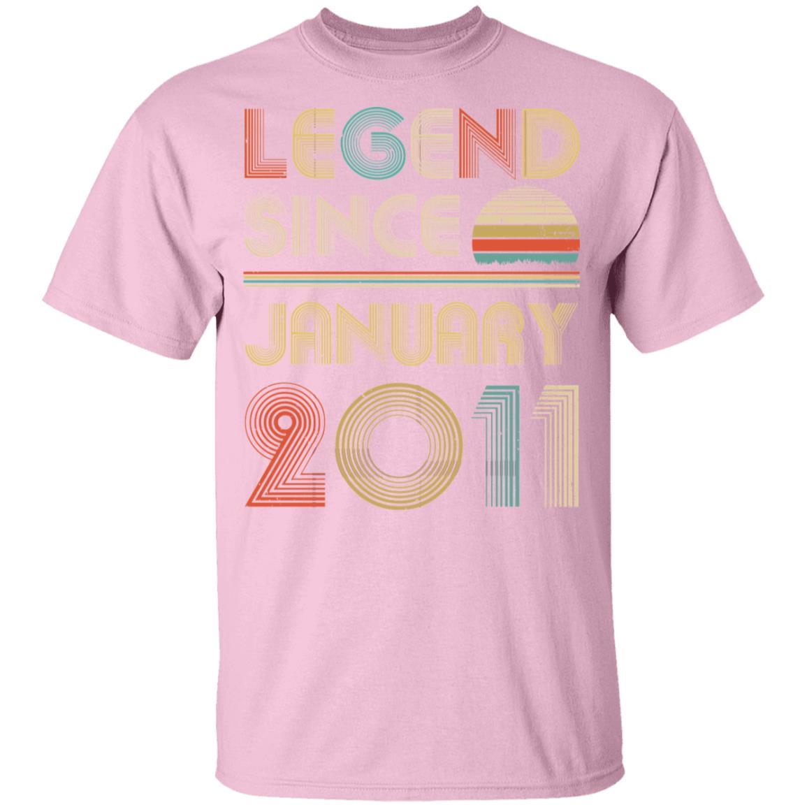 Legend Since January 2011 Vintage 10th Birthday Gifts Youth-Youth Shirt-Youth T-Shirt-Light Pink