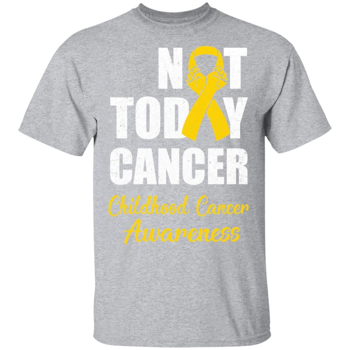 Support Childhood Cancer Awareness Gold Ribbon Not Today-T-Shirt & Hoodie-Classic T-Shirt-Sport Grey