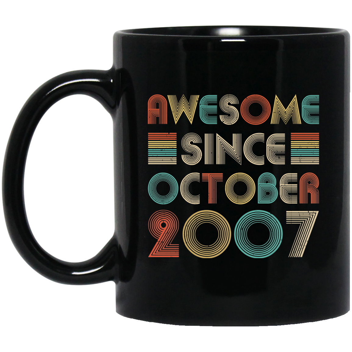 Awesome Since October 2007 Vintage 14th Birthday Gifts Mug-Coffee Mug-BM11OZ 11 oz. Black Mug-Black