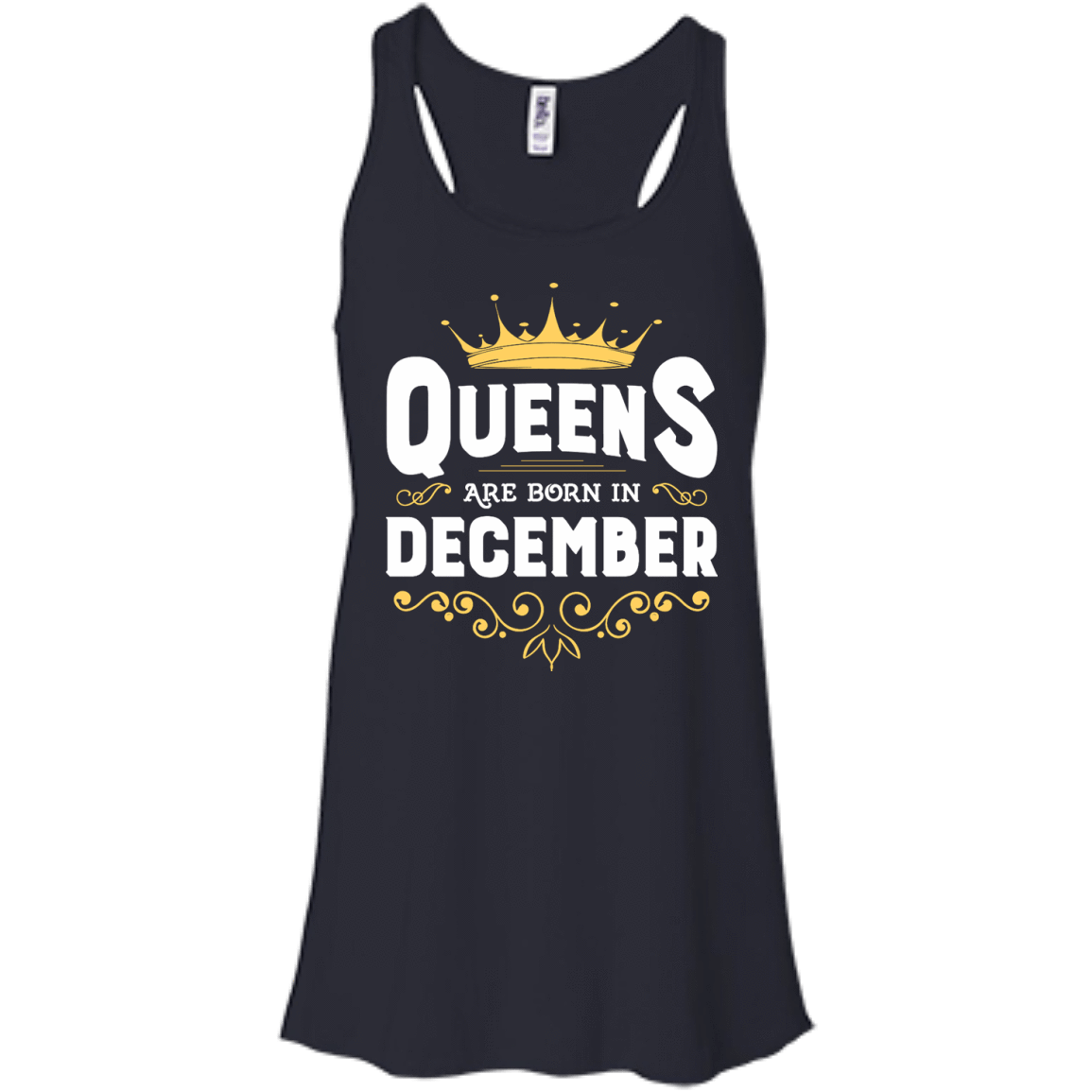Queens Are Born In December-T-Shirt & Hoodie-Women's Flowy Racerback Tank-Midnight