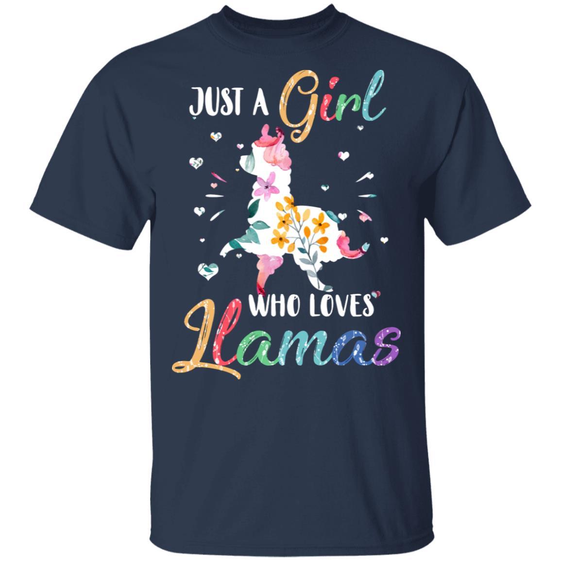Just A Girl Who Loves Llamas Cute Llama Lover-T-Shirt & Hoodie-Classic T-Shirt-Navy