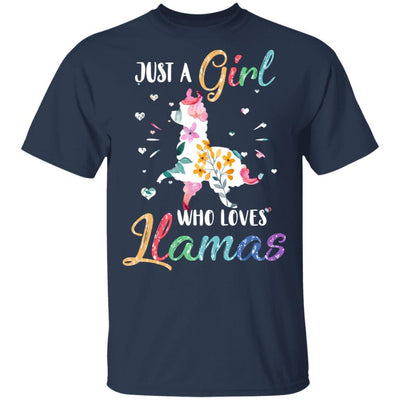 Just A Girl Who Loves Llamas Cute Llama Lover-T-Shirt & Hoodie-Classic T-Shirt-Navy