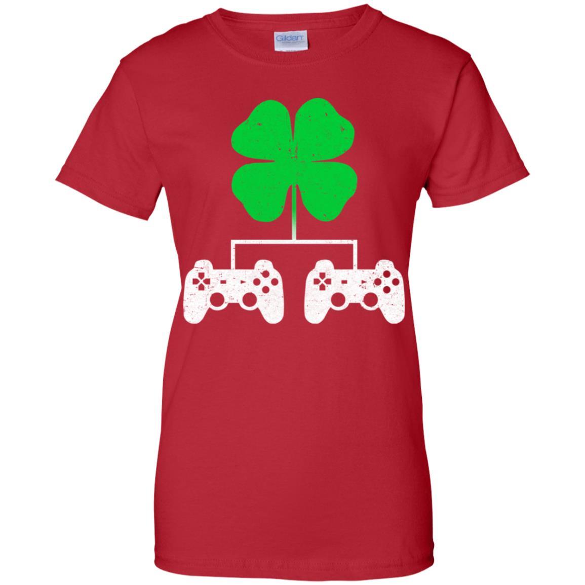 Video Game Clover Controller Gamer St Patrick's Day-T-Shirt & Hoodie-Women's T-Shirt-Red
