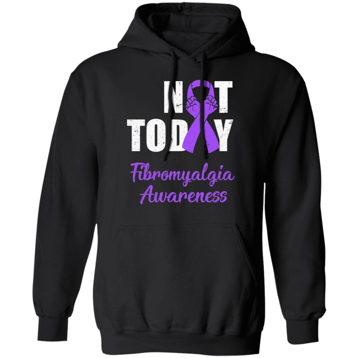 Support Fibromyalgia Awareness Purple Ribbon Not Today-T-Shirt & Hoodie-Pullover Hoodie-Black