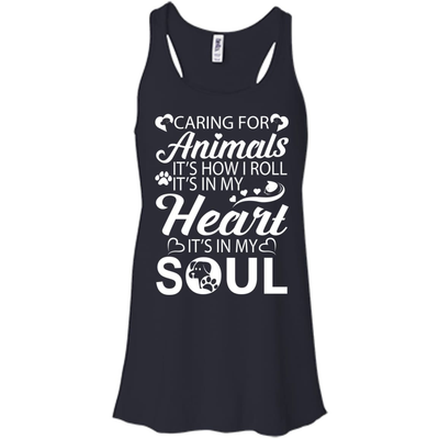 Caring For Animals Light-T-Shirt & Hoodie-Women's Flowy Racerback Tank-Midnight
