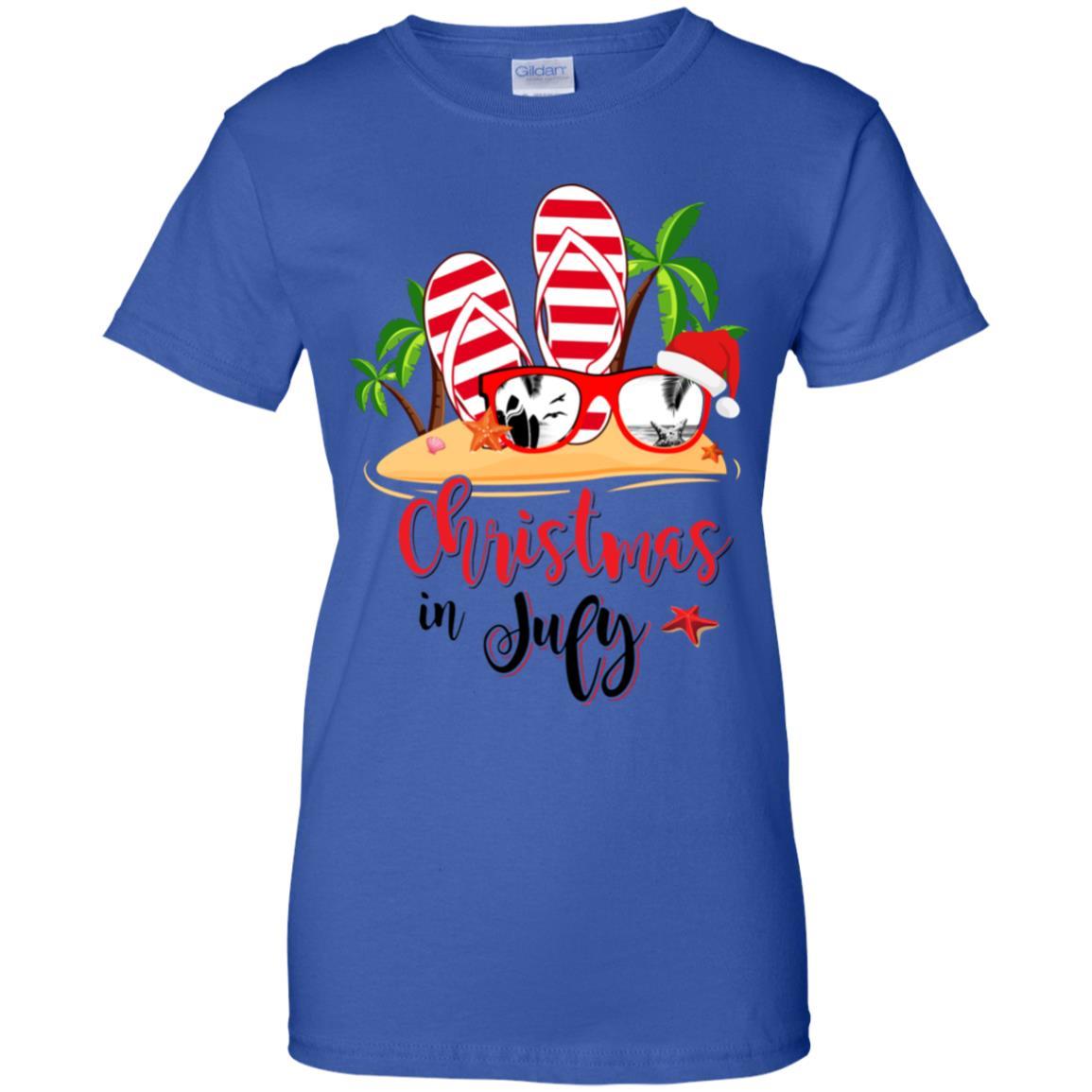 Flip Flop Sunglasses Christmas In July Summer Beach Vacation-T-Shirt & Tank Top-Women's T-Shirt-Royal