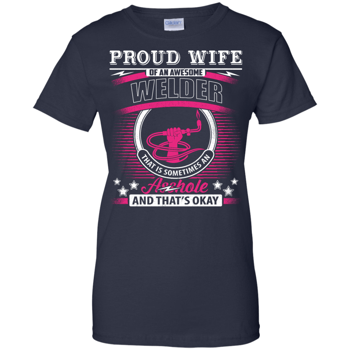 Proud Wife Of An Awesome Welder-T-Shirt & Hoodie-Women's T-Shirt-Navy