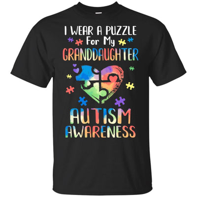I Wear A Puzzle For My Granddaughter Autism Awareness-T-Shirt & Hoodie-Classic T-Shirt-Black