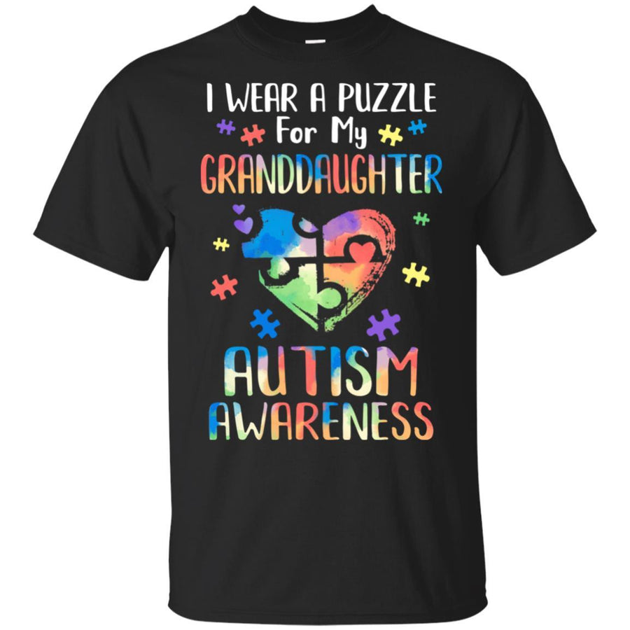 I Wear A Puzzle For My Granddaughter Autism Awareness-T-Shirt & Hoodie-Classic T-Shirt-Black