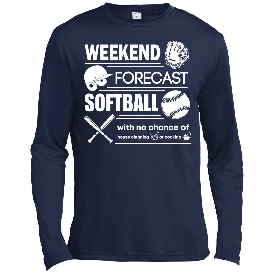WEEKEND FORECAST SOFTBALL-T-Shirt & Hoodie-Long Sleeve T-Shirt-Navy