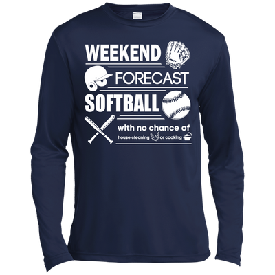 WEEKEND FORECAST SOFTBALL-T-Shirt & Hoodie-Long Sleeve T-Shirt-Navy