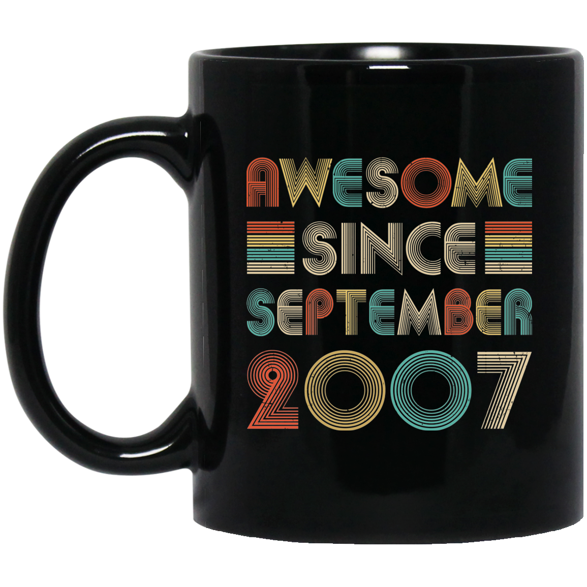 Awesome Since September 2007 Vintage 14th Birthday Gifts Mug-Coffee Mug-BM11OZ 11 oz. Black Mug-Black
