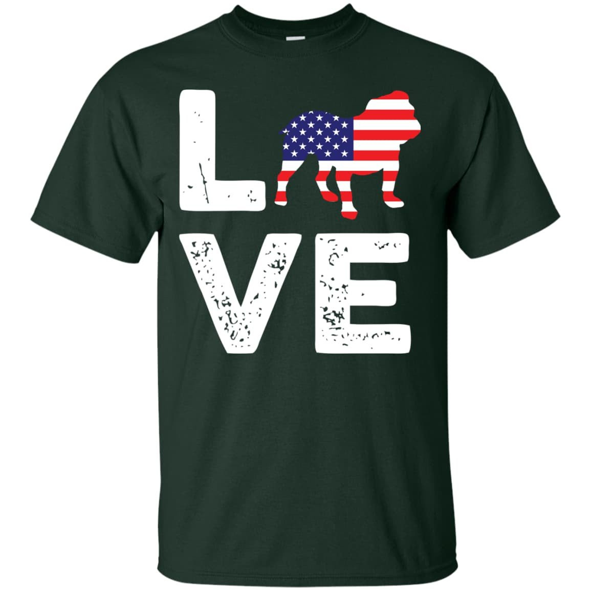 American Flag Dog Pitbull Love-T-Shirt & Hoodie-Classic T-Shirt-Forest Green