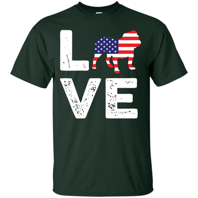 American Flag Dog Pitbull Love-T-Shirt & Hoodie-Classic T-Shirt-Forest Green