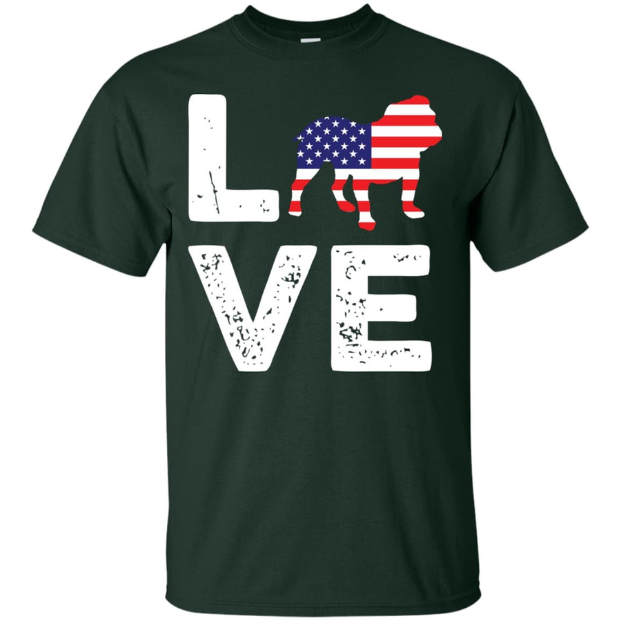 American Flag Dog Pitbull Love-T-Shirt & Hoodie-Classic T-Shirt-Forest Green
