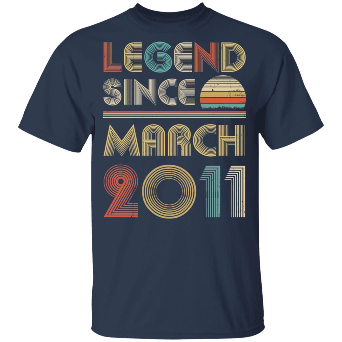 Legend Since March 2011 Vintage 10th Birthday Gifts Youth-Youth Shirt-Youth T-Shirt-Navy