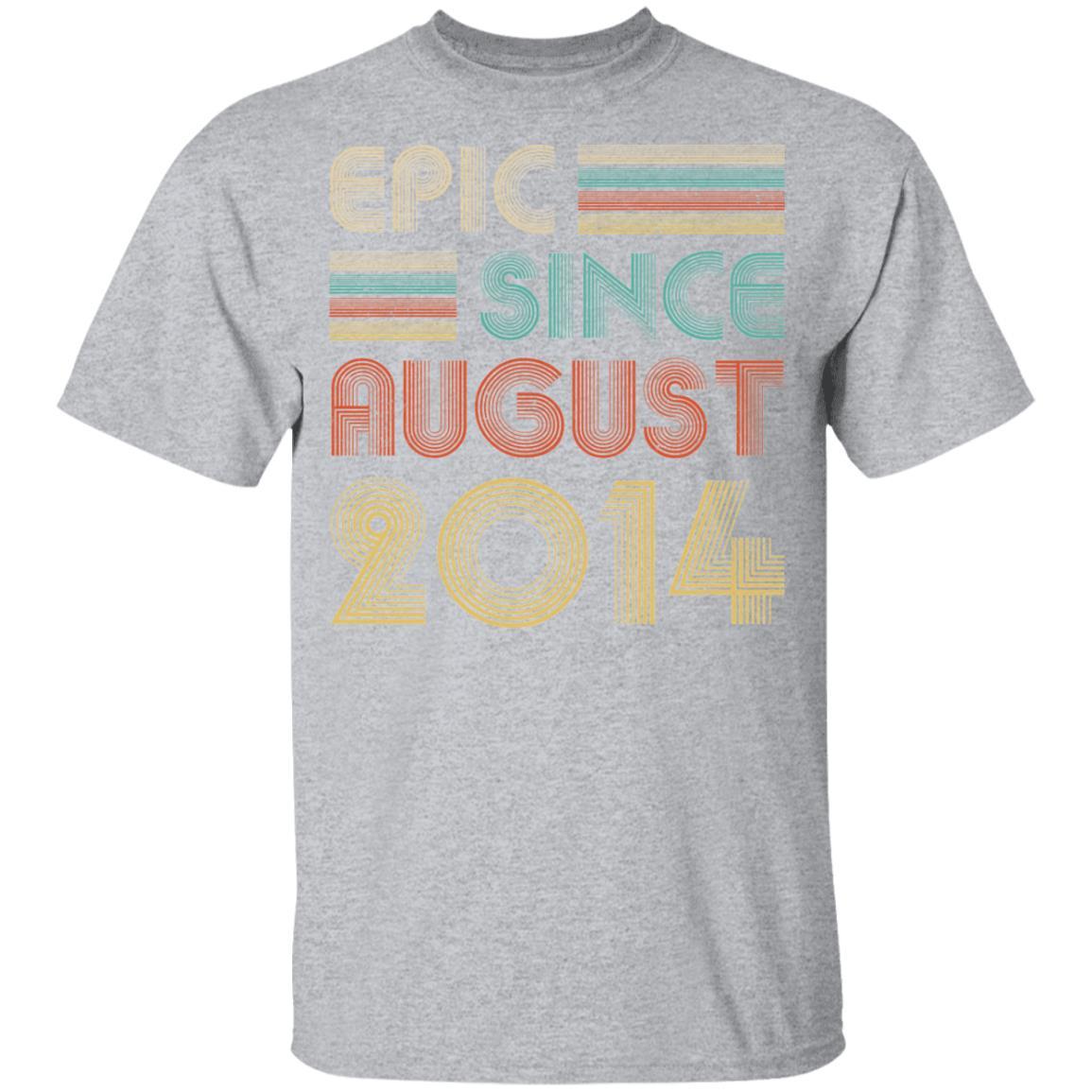 Epic Since August 2014 Vintage 7th Birthday Gifts Youth-Youth Shirt-Youth T-Shirt-Sport Grey