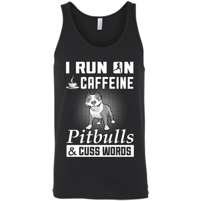 I Run On Caffeine Pitbulls And Cuss Words-T-Shirt & Hoodie-Unisex Tank-Black