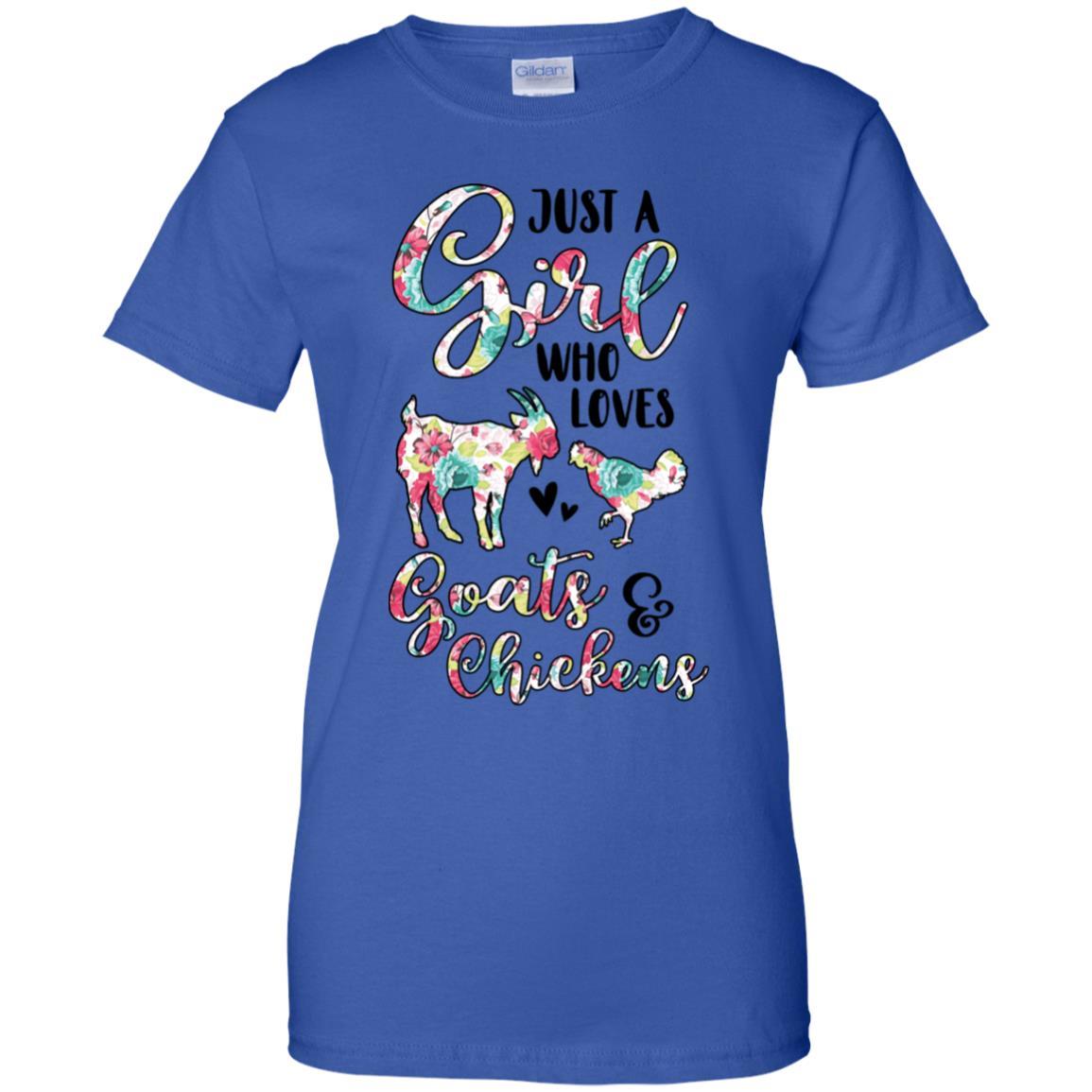 Just A Girl Who Loves Goats Chickens Lovers-T-Shirt & Tank Top-Women's T-Shirt-Royal