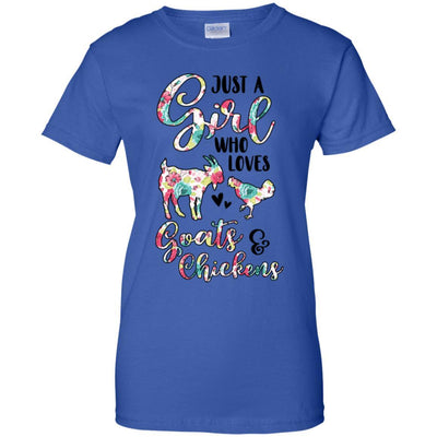 Just A Girl Who Loves Goats Chickens Lovers-T-Shirt & Tank Top-Women's T-Shirt-Royal