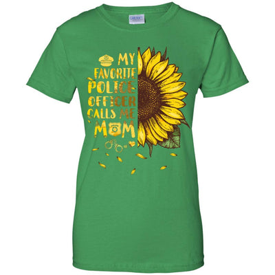 Sunflower My Favorite Police Officer Calls Me Mom Mothers Day Gift-T-Shirt & Hoodie-Women's T-Shirt-Irish Green
