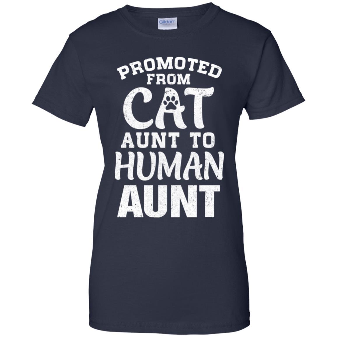 Promoted From Cat Aunt To Human Aunt Gifts-T-Shirt & Hoodie-Women's T-Shirt-Navy
