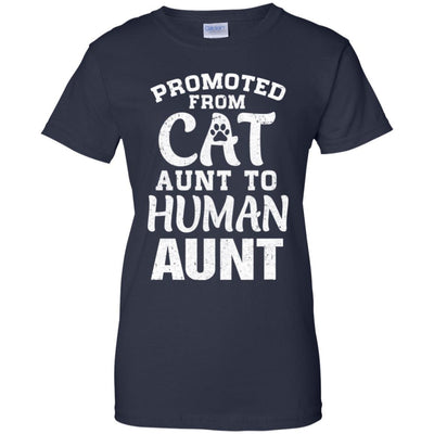 Promoted From Cat Aunt To Human Aunt Gifts-T-Shirt & Hoodie-Women's T-Shirt-Navy