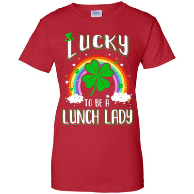 Funny St Patricks Day Lucky To Be A Lunch Lady-T-Shirt & Hoodie-Women's T-Shirt-Red