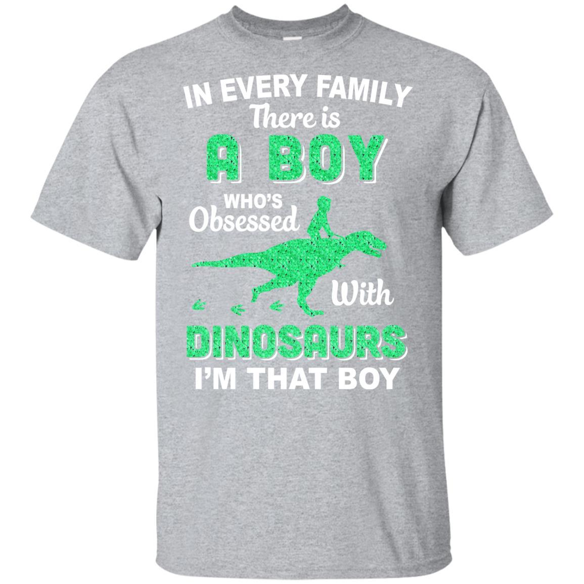A Boy Who's Obsessed With Dinosaurs I Am That Boy Kids Youth-Youth Shirt-Youth T-Shirt-Sport Grey