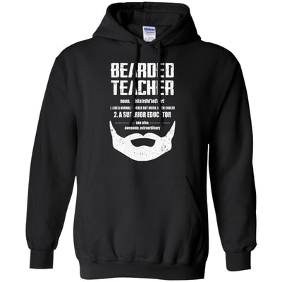 Bearded Teacher Like A Normal Teacher But Much Cooler-T-Shirt & Hoodie-Pullover Hoodie-Black