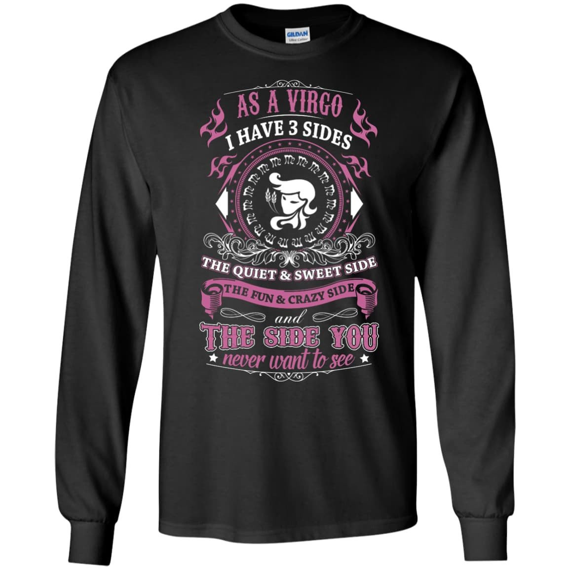 As A Virgo I Have 3 Sides-T-Shirt & Hoodie-Long Sleeve T-Shirt-Black
