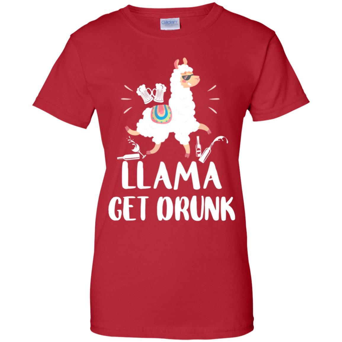 Funny Llama Get Drunk Mom Mommy Drinking Party-T-Shirt & Tank Top-Women's T-Shirt-Red
