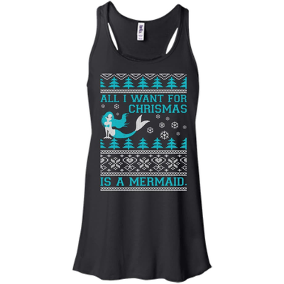 All I Want For Christmas Is A Mermaid-T-Shirt & Hoodie-Women's Flowy Racerback Tank-Black