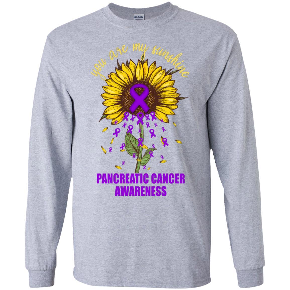 You Are My Sunshine Pancreatic Cancer Awareness-T-Shirt & Hoodie-Long Sleeve T-Shirt-Sport Grey