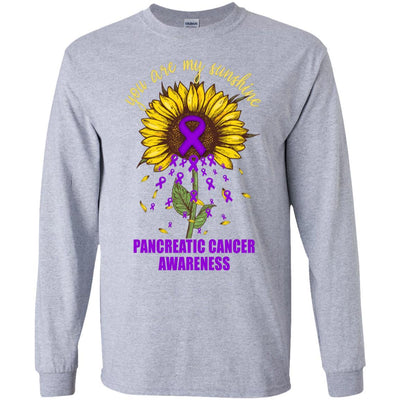 You Are My Sunshine Pancreatic Cancer Awareness-T-Shirt & Hoodie-Long Sleeve T-Shirt-Sport Grey