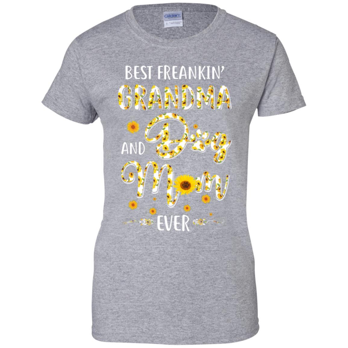 Best Freakin Grandma And Dog Mom Ever Mother Day Gift-T-Shirt & Hoodie-Women's T-Shirt-Sport Grey