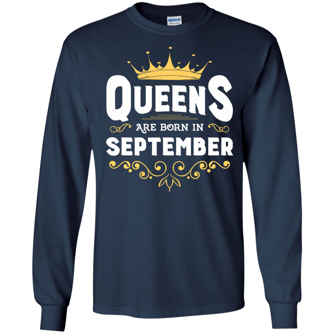 Queens Are Born In September-T-Shirt & Hoodie-Long Sleeve T-Shirt-Navy