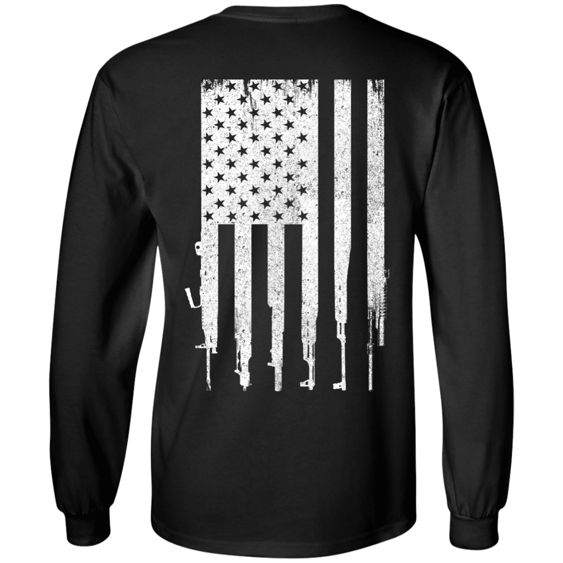 Rifle American Gun Flag-T-Shirt & Hoodie-Long Sleeve T-Shirt-Black