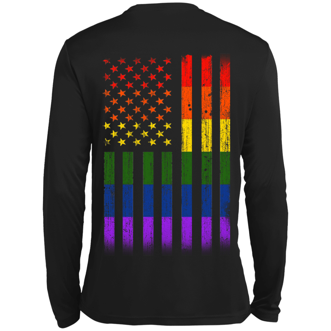 Rainbow Lesbian Gay Pride LGBT America Flag-T-Shirt & Hoodie-Long Sleeve T-Shirt-Black