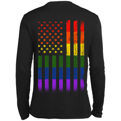 Rainbow Lesbian Gay Pride LGBT America Flag-T-Shirt & Hoodie-Long Sleeve T-Shirt-Black