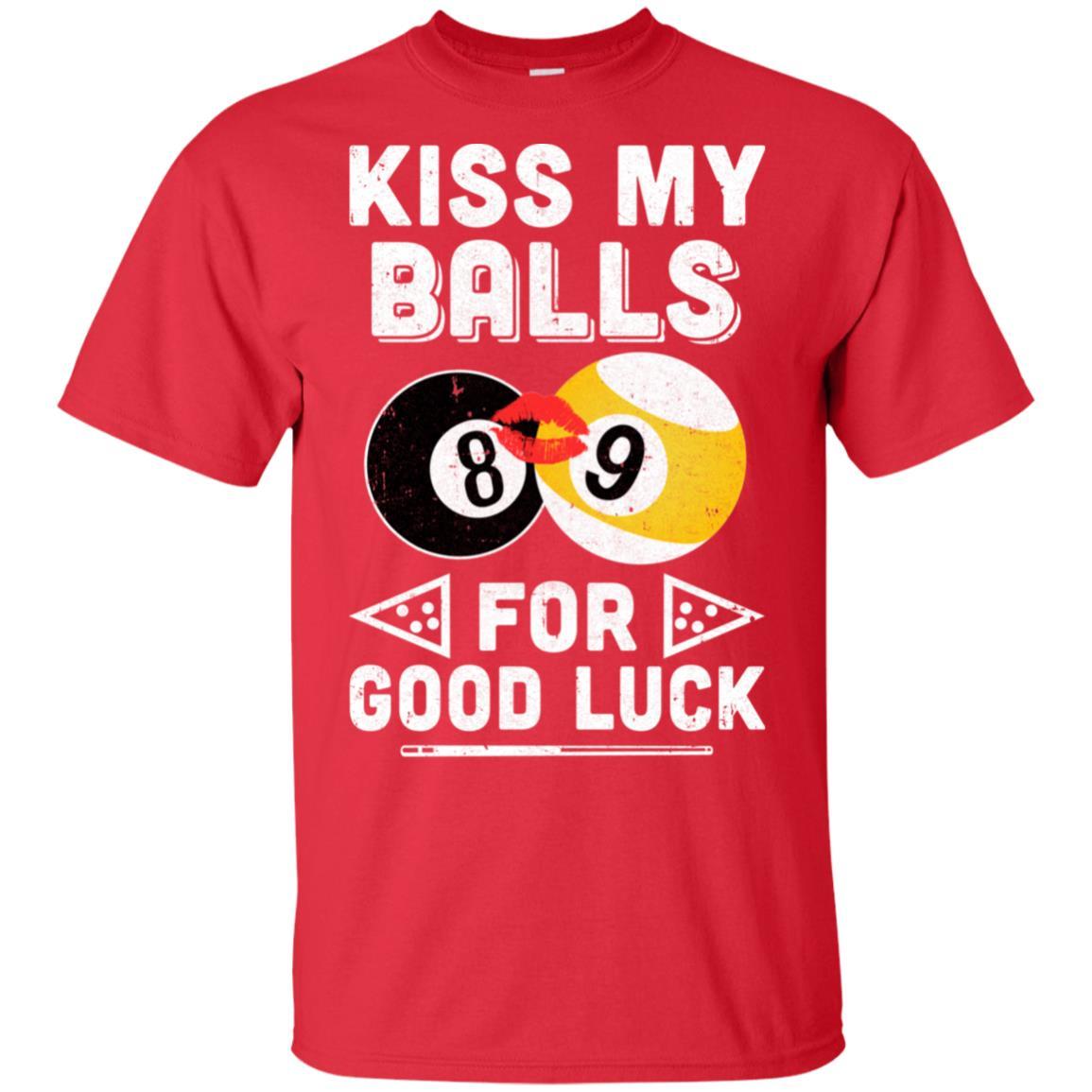 Funny Pool Billiard Kiss My Balls For Good Luck-T-Shirt & Hoodie-Classic T-Shirt-Red