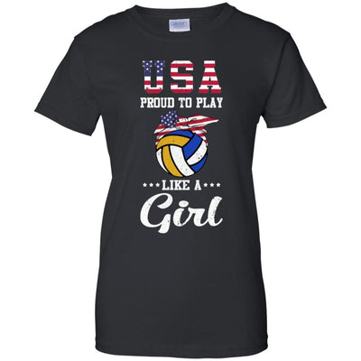 Usa Proud To Play Like A Girl Volleyball-T-Shirt & Tank Top-Women's T-Shirt-Black