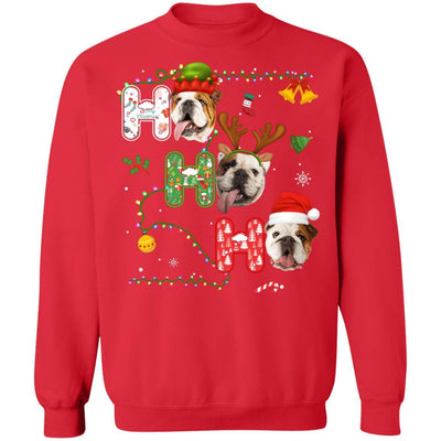 Christmas Ho Ho Ho Bulldog Lover Funny Xmas Gift-T-Shirt & Sweatshirt-Crewneck Sweatshirt-Red